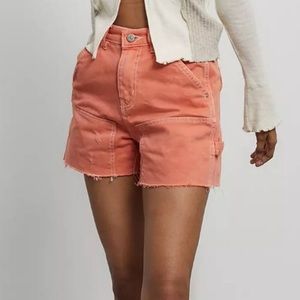 Urban Outfitters - BDG Cut Off Carpenter Shorts, Orange, Size 32